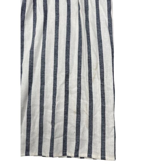 Monteau Los Angeles Cropped Jumpsuit Striped Smocked Linen Cotton Size PM - Picture 9 of 9